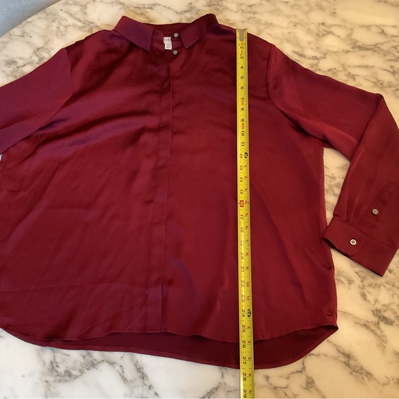EUC J. Crew Drapey Satin Button Up Top Vintage Burgundy XXL customer return - Picture 8 of 12